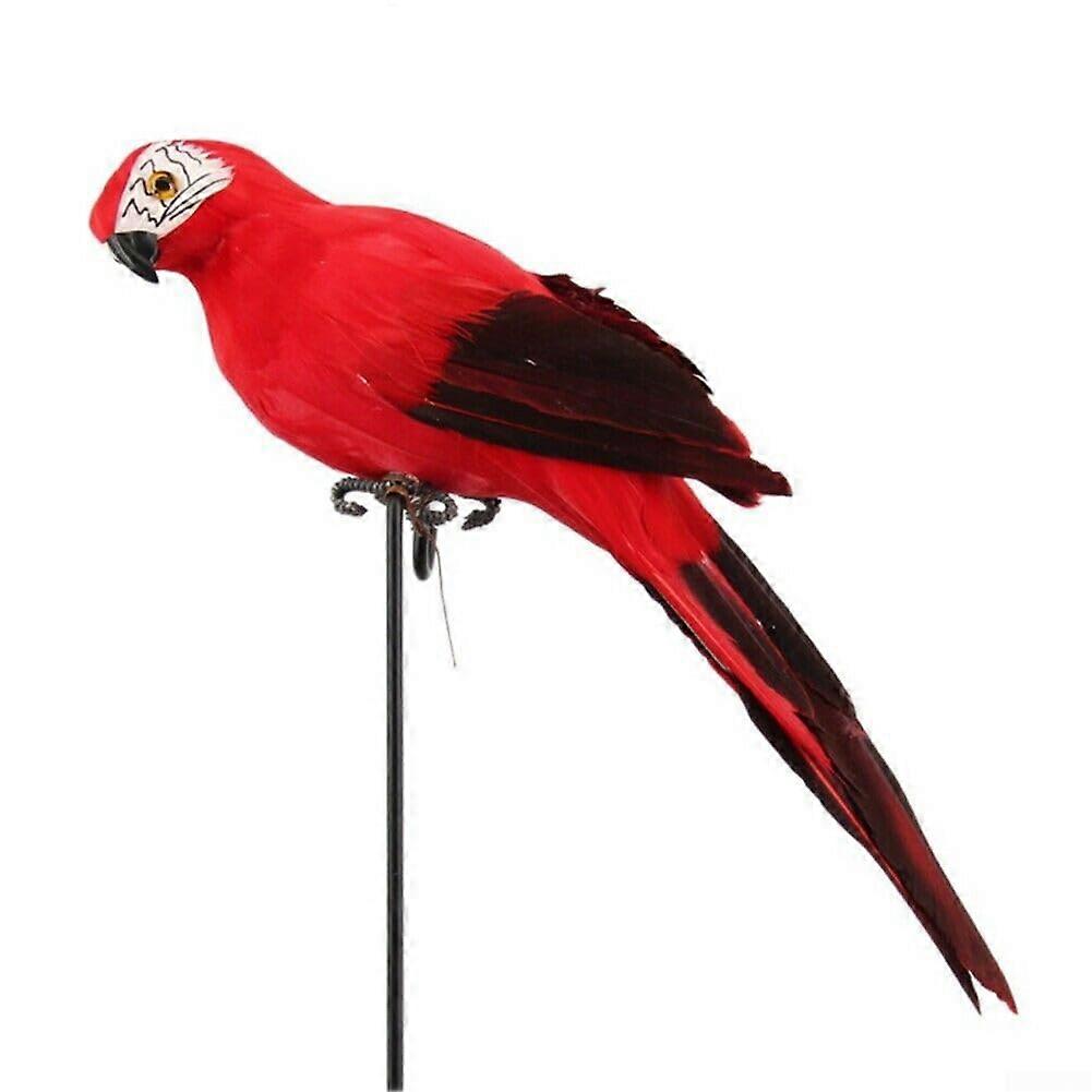 Lifelike Artificial Parrot Garden Ornament, Multicolor Artificial Bird for Tree Decoration, Shoulder Pirate Foam Body, Real Feathered Parrot (Red)