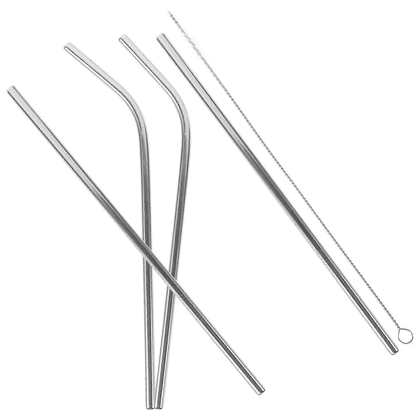 Multipurpose Straws Stainless Steel Hiking Silver Straight 21.50X0.60X0.60cm Free 1Set