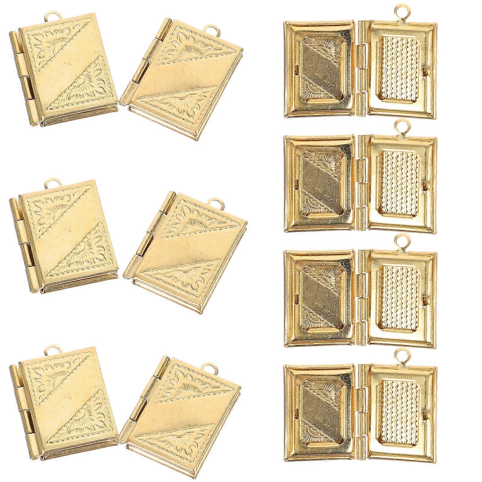 Copper Book Pendant Charms for Jewelry Making 10Pcs Rectangular Pocket Charms