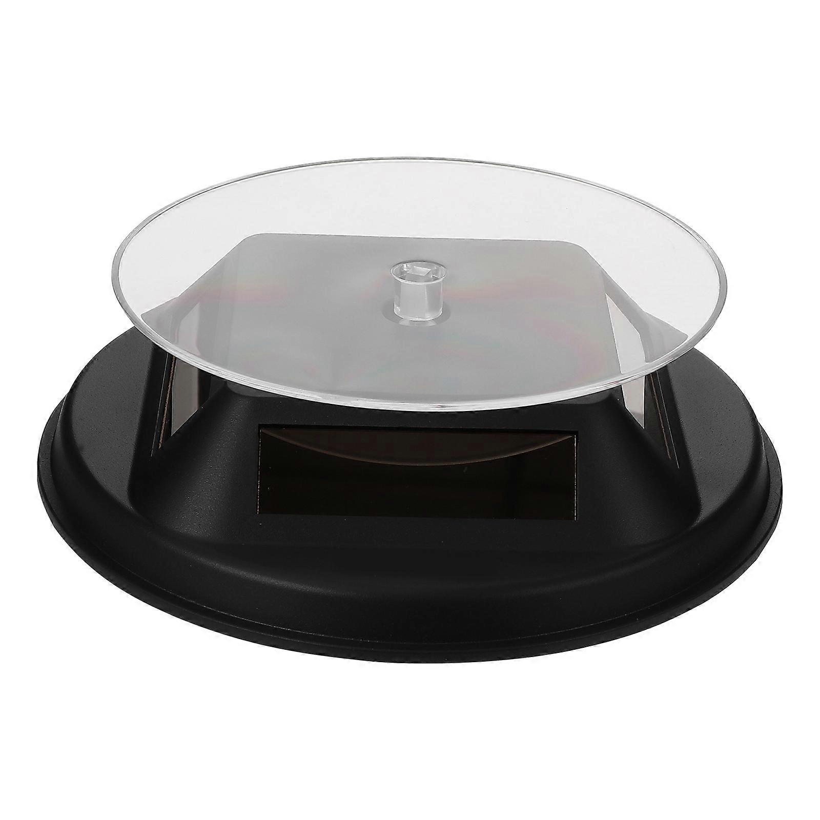 Jewelry Stand Rotating 360 Degrees Solar Panel Powered Display Stand 5.89X5.89X1.77inch Round Shape Black 1Pcs