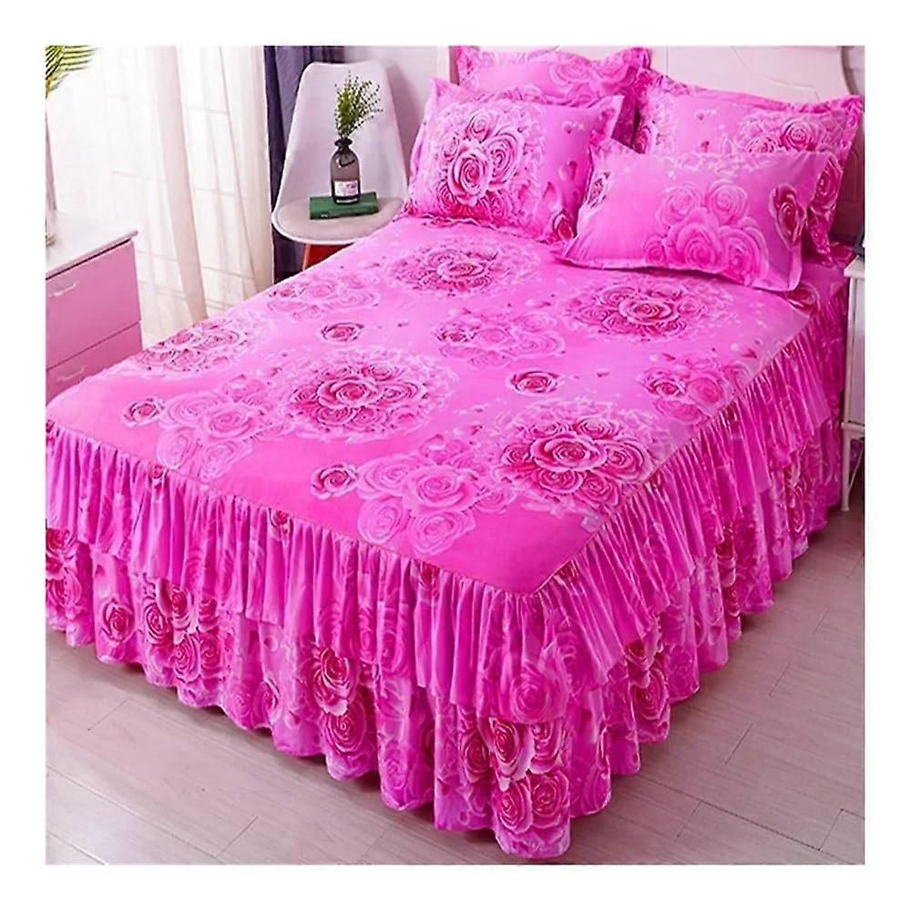 Bed Sheet Modern Style Thick Elastic Fitted King Queen Size Princess Pattern 200 X 220 CM Color 19