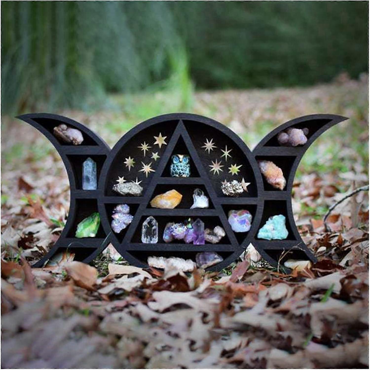 Crystal Wooden Shelf 8-Inch Floating Heart Shape Display Shelf Fairy Stars Ornaments Decoration