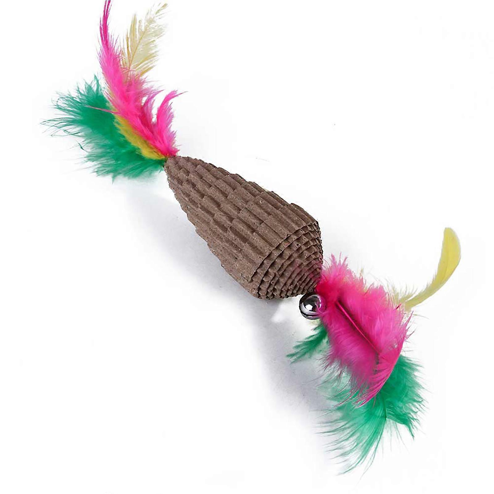 1Pc Pet Corrugated Paper Scratching Cat Funny Toys with Feather Mini Teaser(#6)