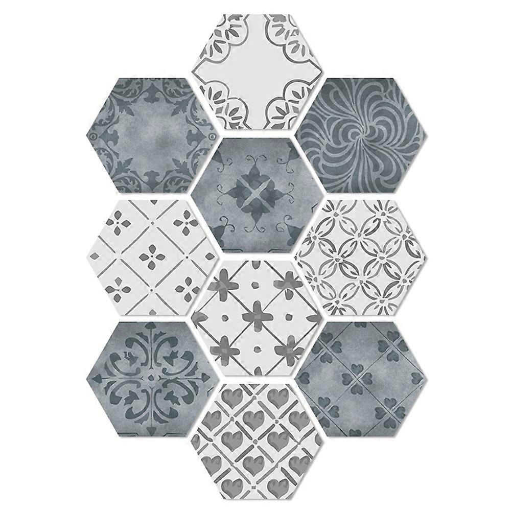Decorative Hexagonal Floor Sticker Waterproof Self Adhesive for Tiles Non-slip 23x20x0.05Cm 10Pcs