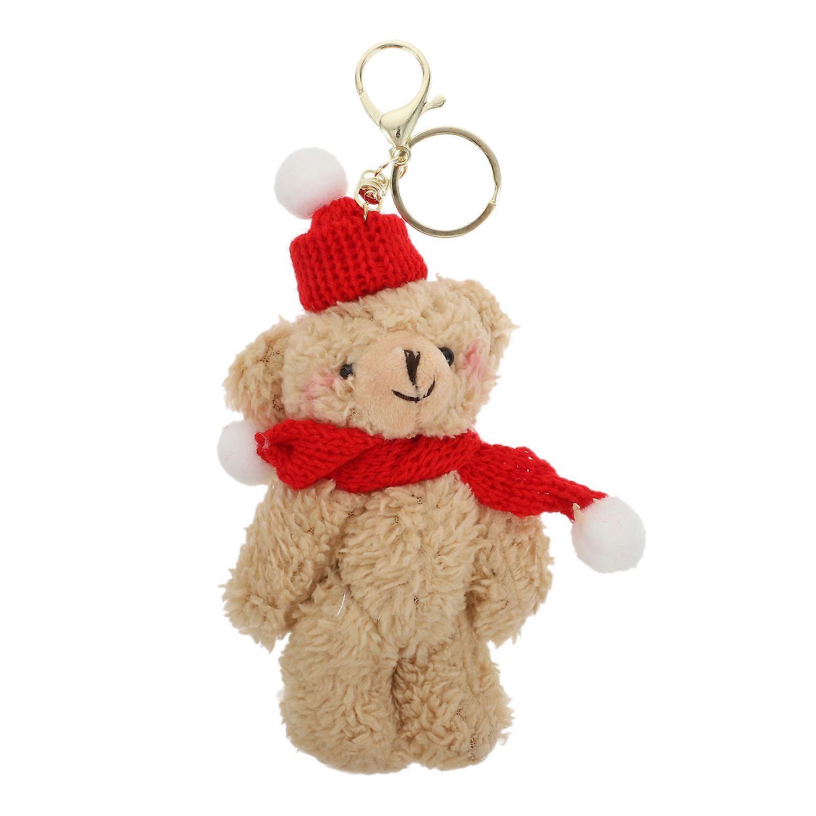 Animal Keychain Toys Bear Shaped Plush For Gifting And Hanging Decoration 1Pc