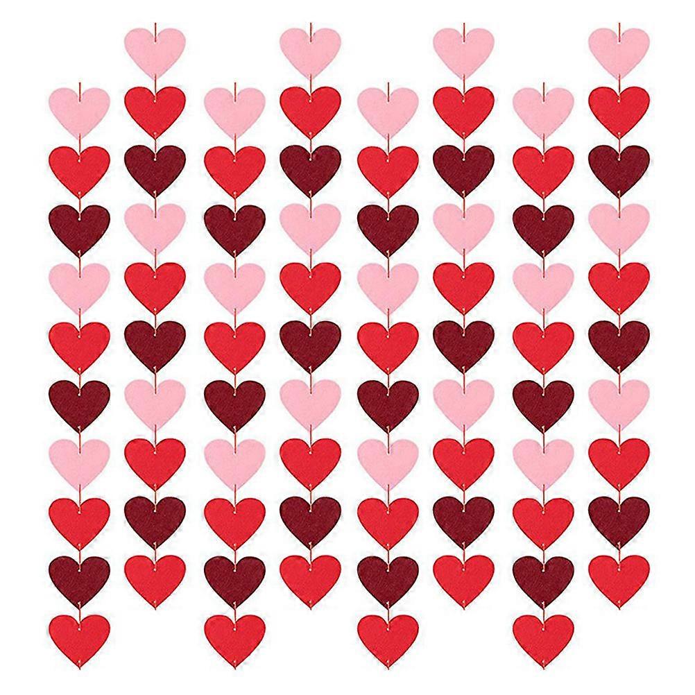 Valentine's Day Garland Heart Shaped Romantic Hanging Banners Assorted Color 200x10cm Decoration 8Pcs