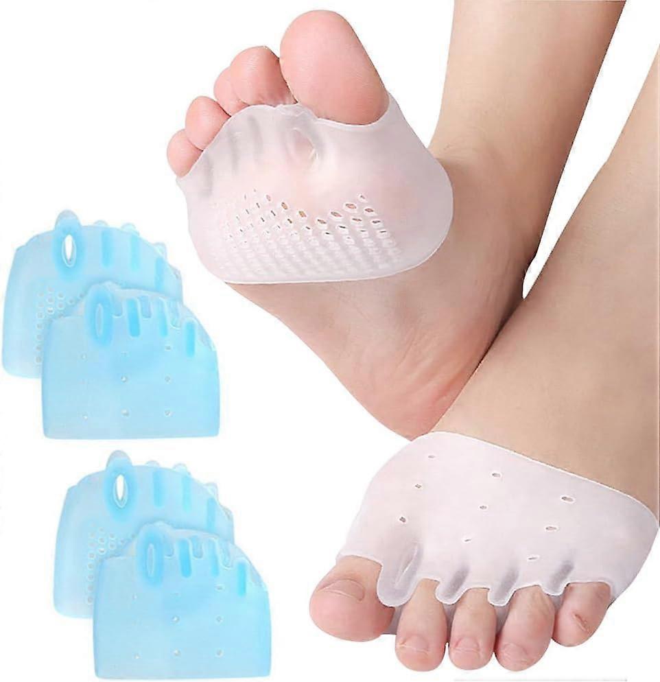Silicone Toe Separators For Overlapping Toes, Bunion Cushion, Anti Slip Spacers, Foot Pain Relief (Blue, 2 Pairs)