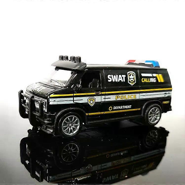 Van Police Car Model Simulation Alloy Toy Pull Back Car