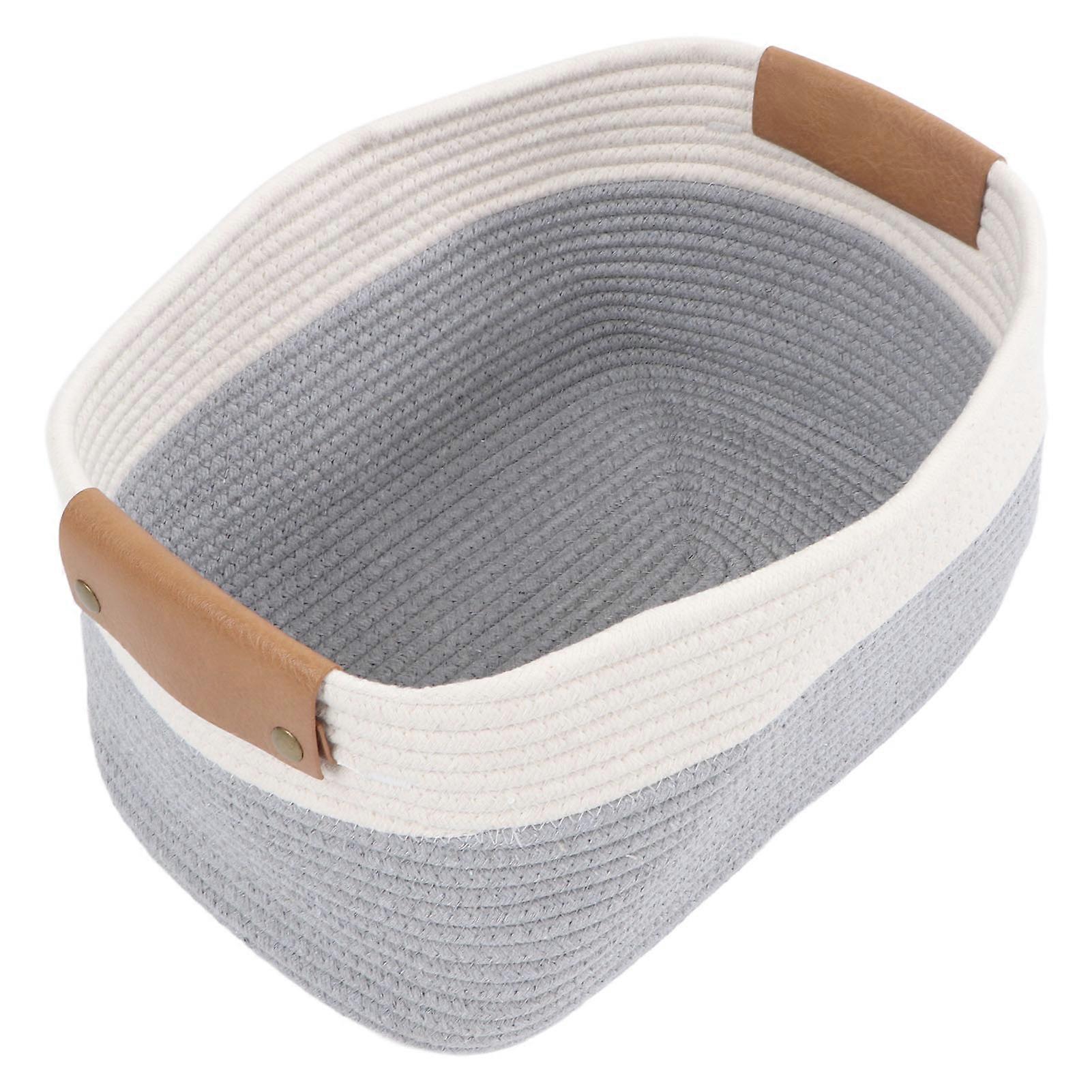 Cotton Rope Basket Large Capacity Multifunction Rope Woven Blanket Basket with Handle for Laundry Toy Organizing Type 2 