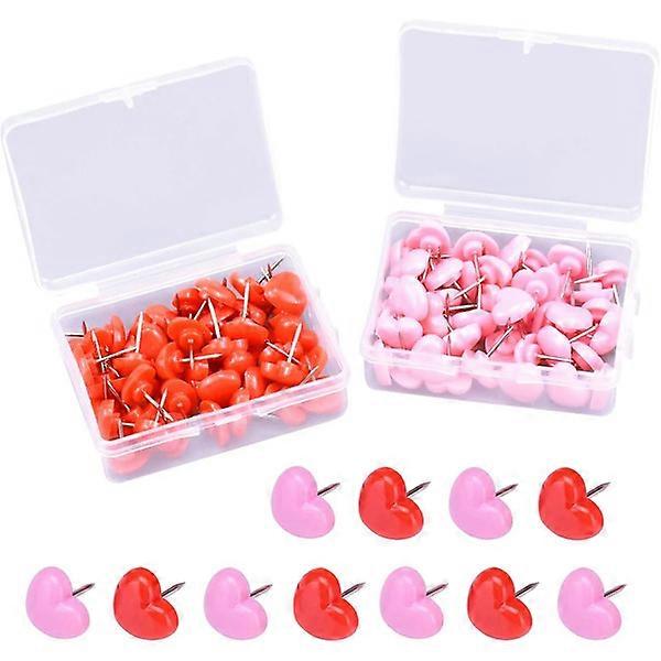 100 pcs heart-shaped push pins, map tacks, cute wall decorations