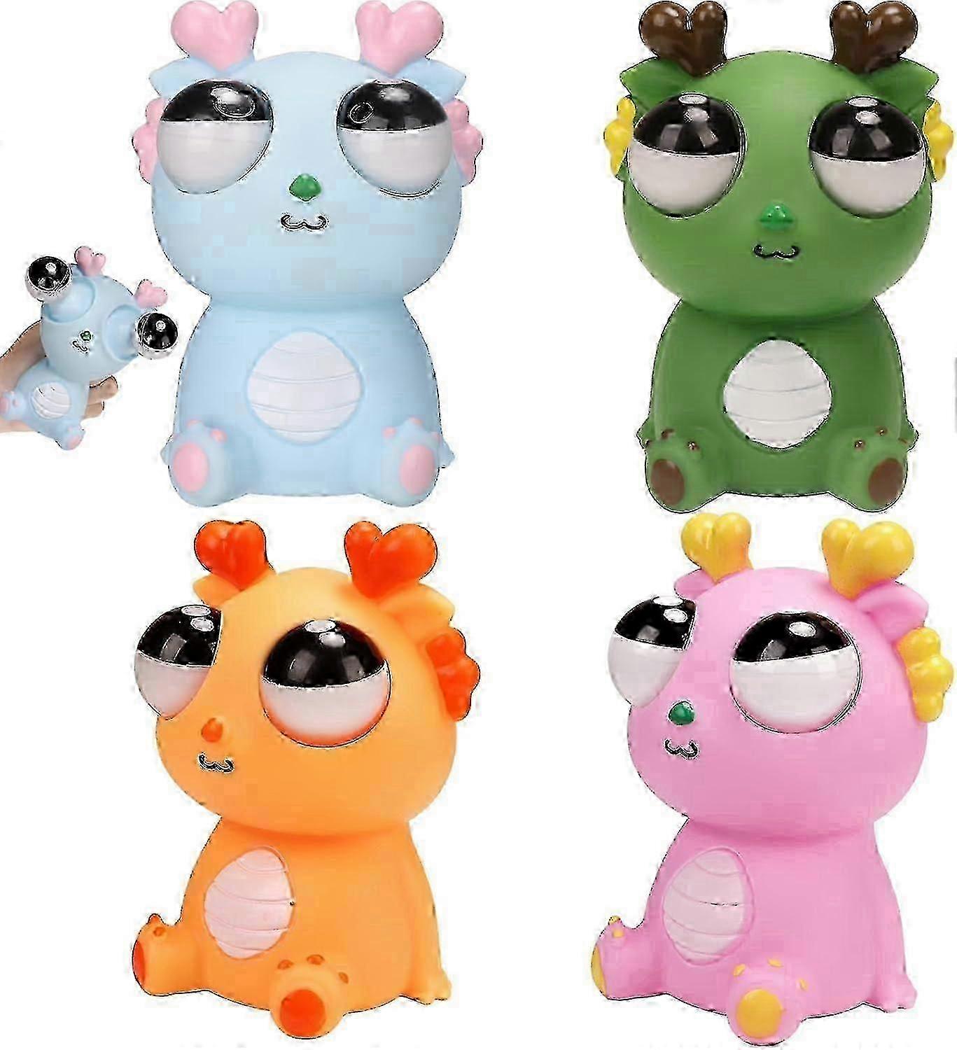 Squeeze Eye Popping Out Stress Relief Cute Dragon Toy, Funny Eyeball Burst Toys For Adults Stress Relief Figure Toy, Office Party Gifts (4 colors)
