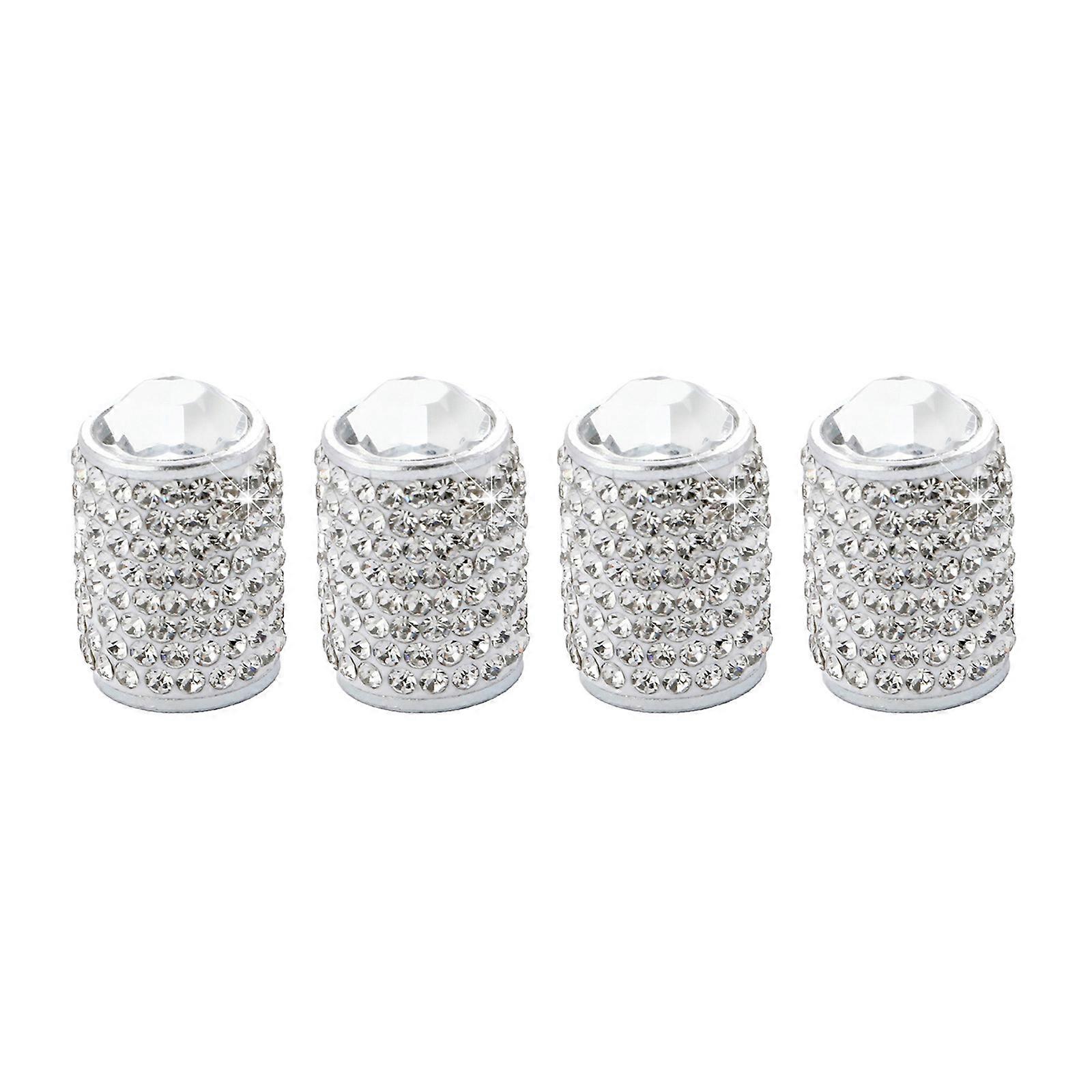 4pcs Reifen Ventile Kappen mit Strass General Fit Metall Reifen Ventilabdeckungen Einfache Installationen für Auto Motorräder & Fahrräder Weiß