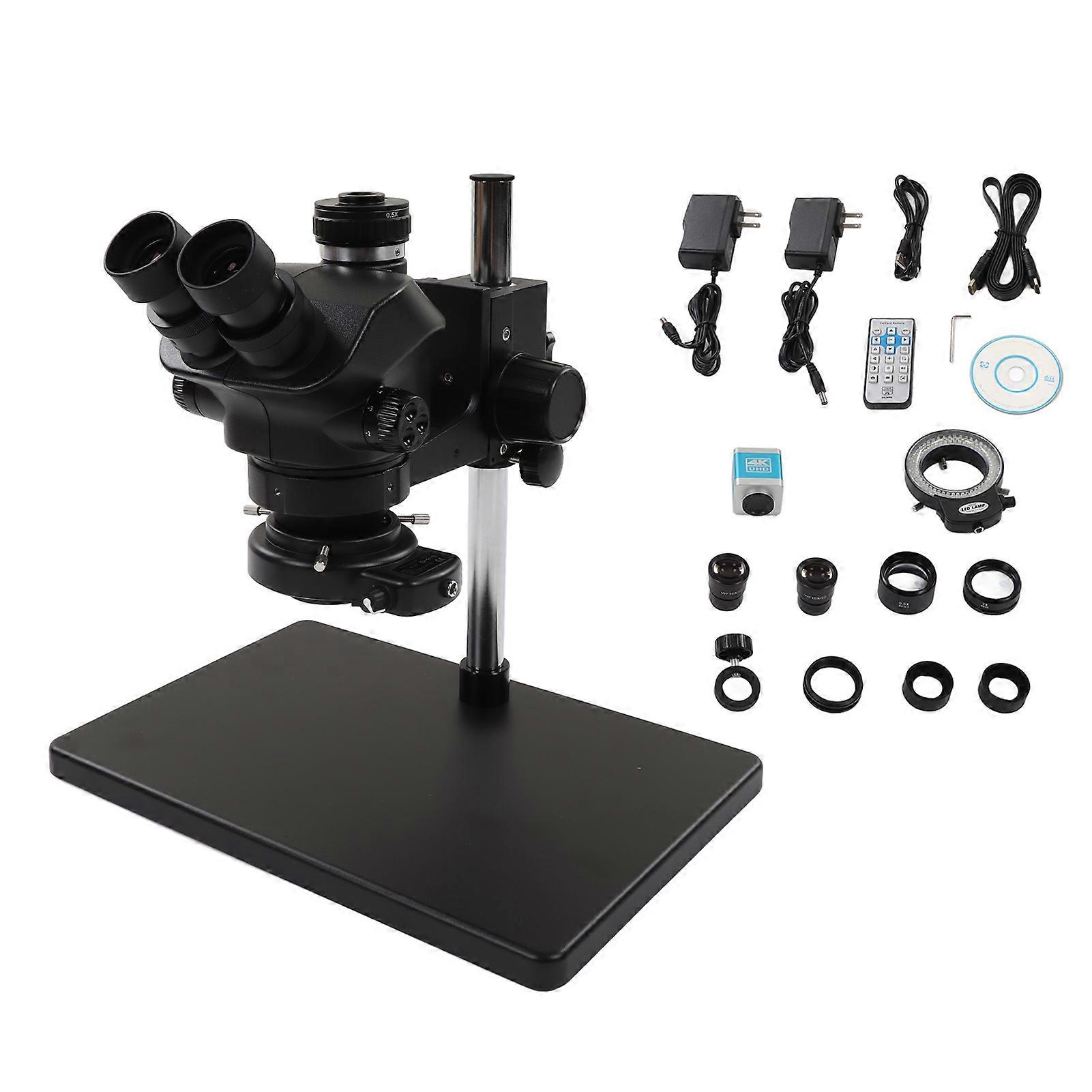 Trinocular Microscope 41MP 4K 3.5X to 100X Industrial Microscope Camera with Ring Light 100‑240V US Plug