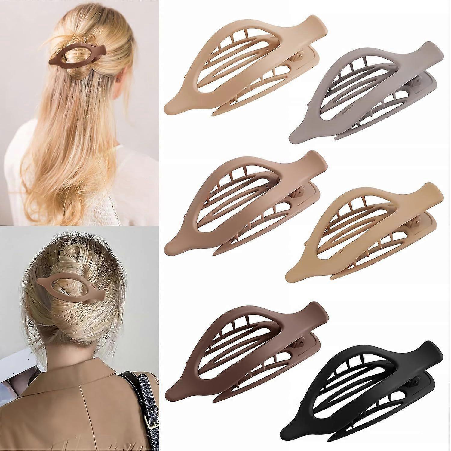 Matte Large Hair Clips Set (6Pcs) Alligator ClipsDuck Billed Barrettes, Neutral Claw Clips for Women, Perfect for Thick/Thin Hair, Daily Styling.Brow
