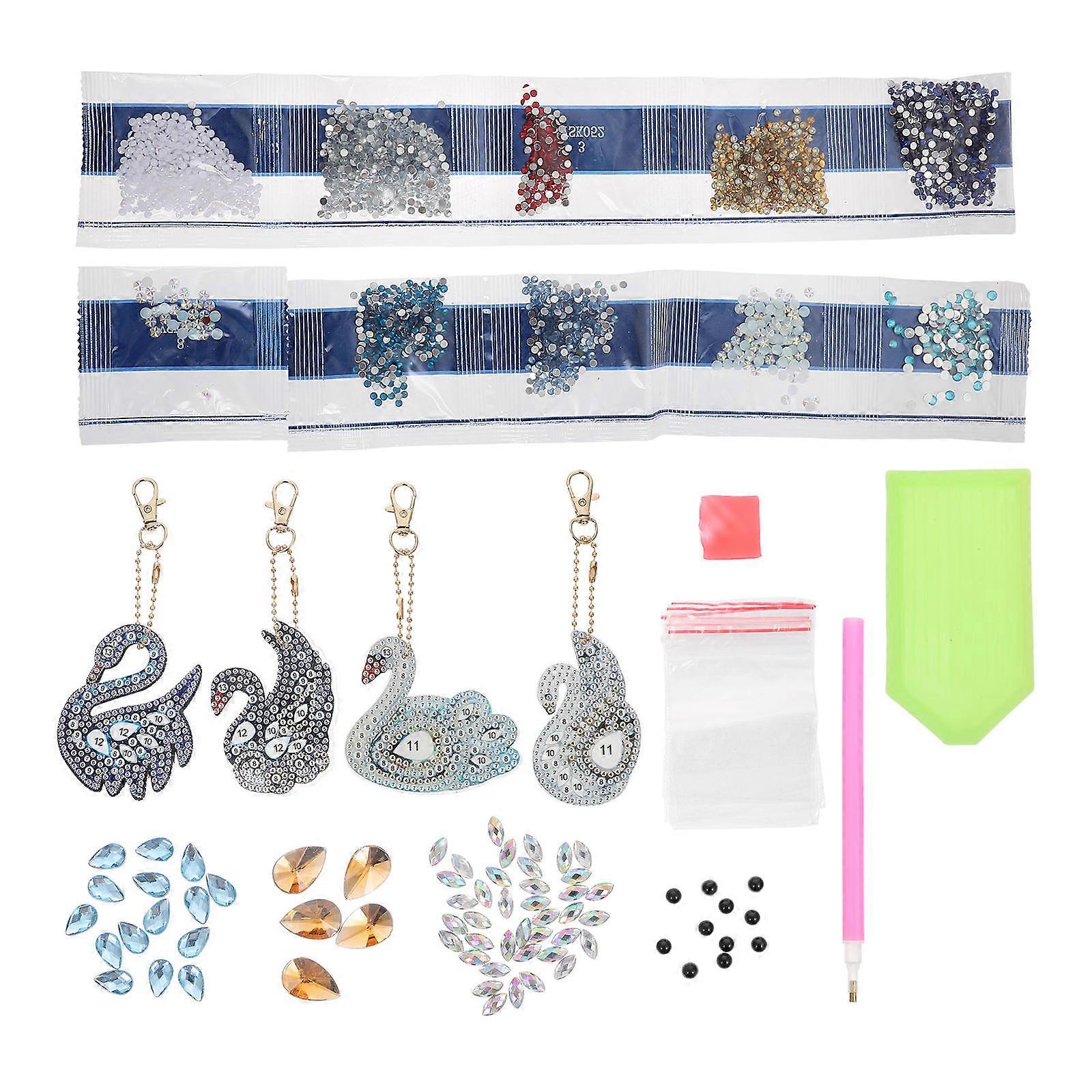 Diy Bag Hanging Decor Key Chain Pendant Swan Shape Resin Decoration Family Activity 1Set