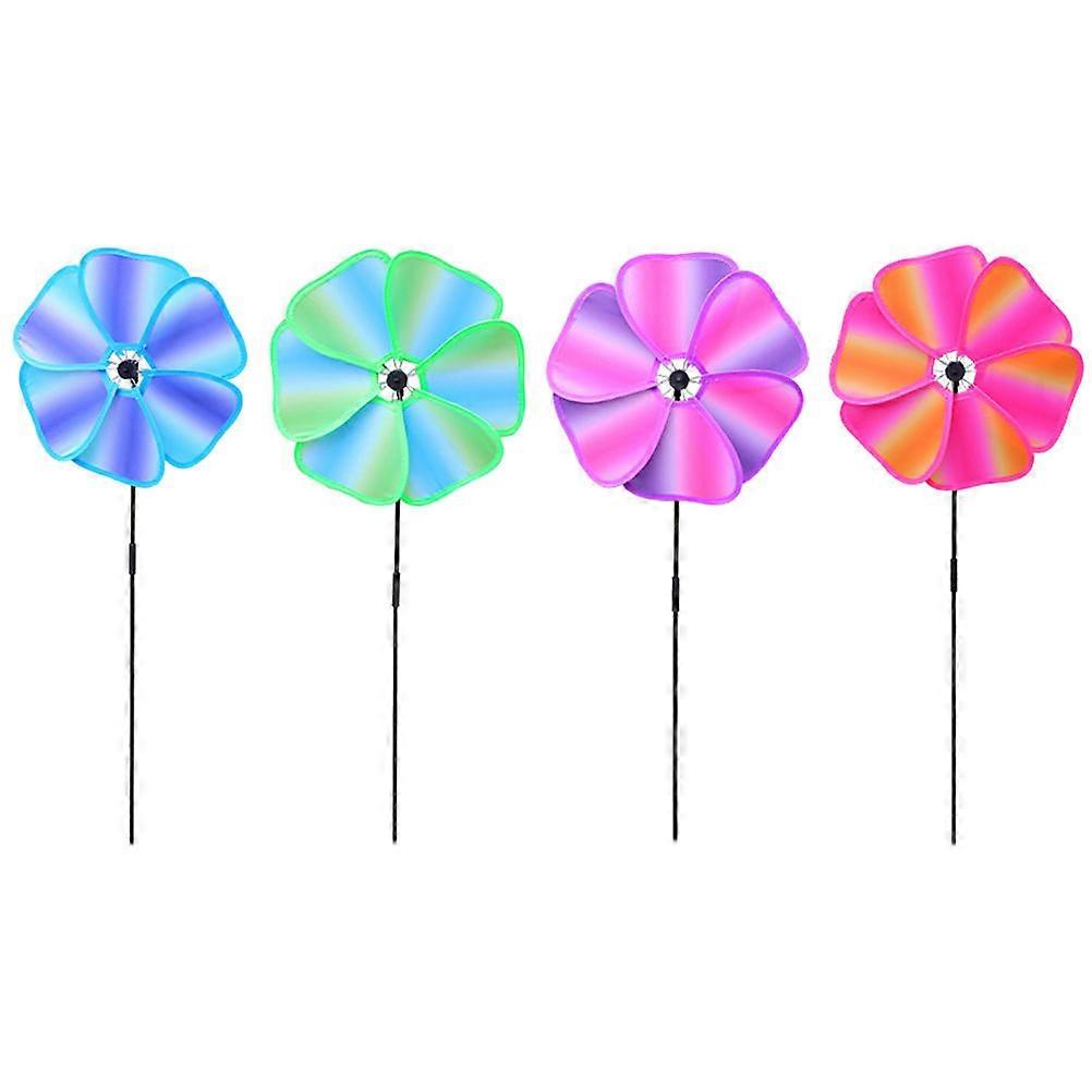 Garden Windmill Decoration Toddler Pinwheels Toys Diy Assembly Rose Shape 4Pcs