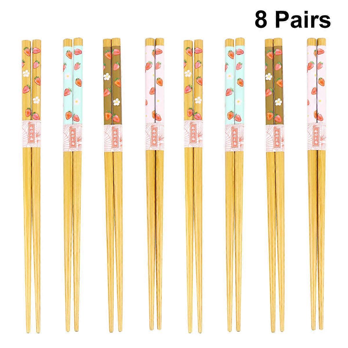 Chopstick Set Authentic Japanese Style Bamboo for Housewarming Gift 8 Pairs