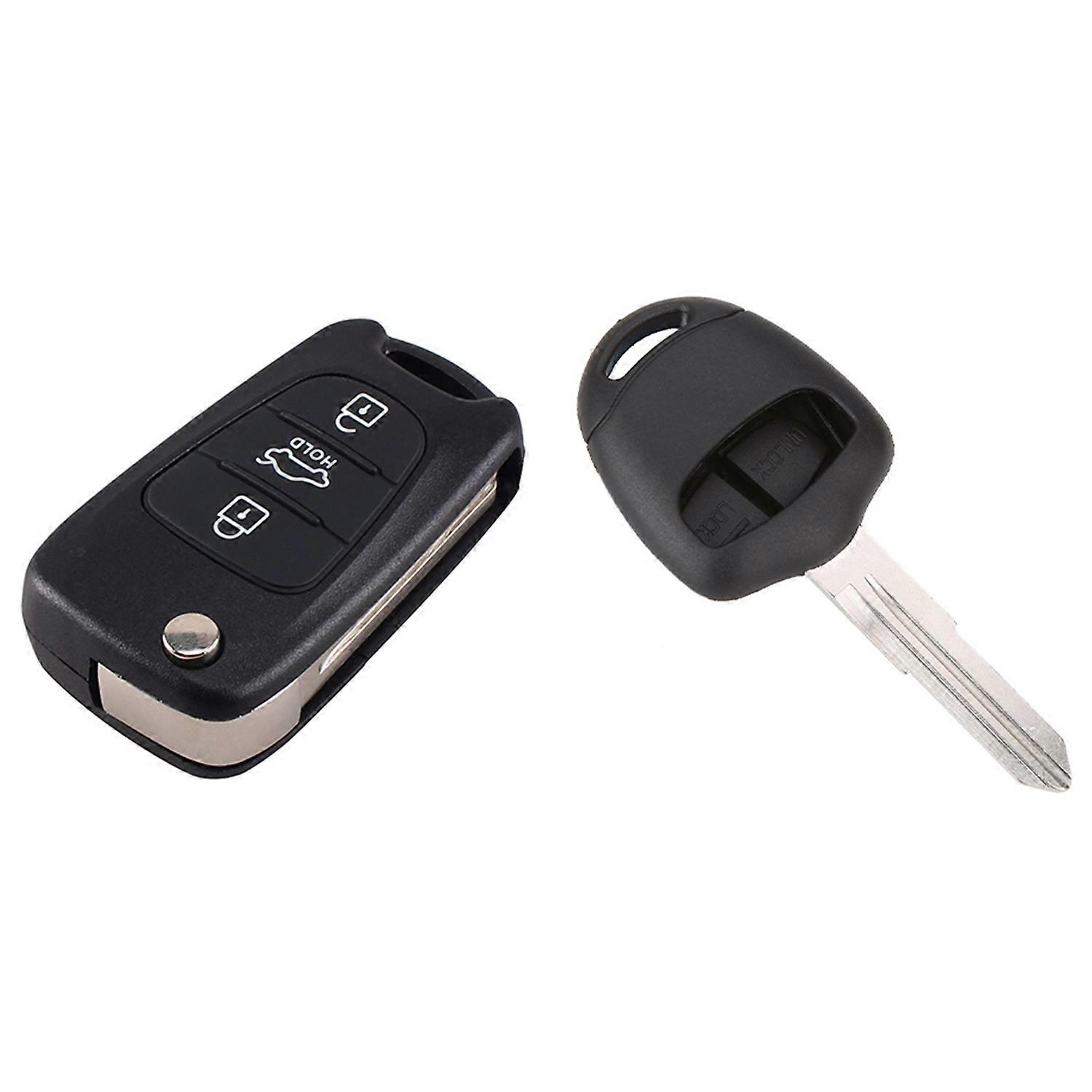 Replacement 2 Buttons Keyless Entry Remote Car Key Fob Shell Case with 3 Buttons Flip Folding Remote