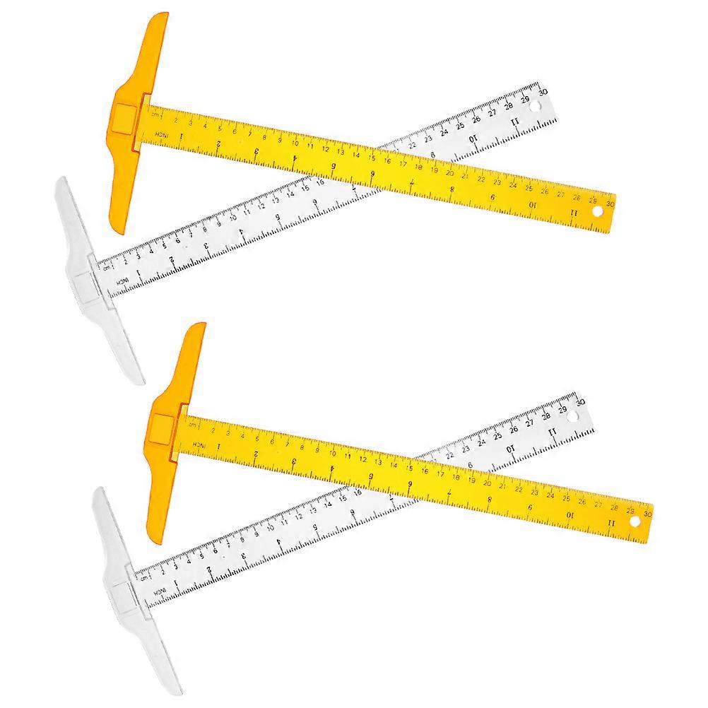 4pcs Transparent Shaped Rulers, Lightweight Measuring Tools for Students, Ideal for Drawing and Measuring in Schools and Offices