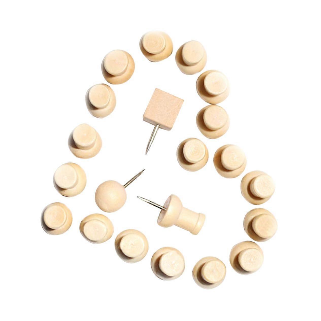 80 Pieces Wooden Push Pins I Shape Decorative Thumb Tacks for Cork Boards Photos Posters and DIY Projects Made of Natural Wood