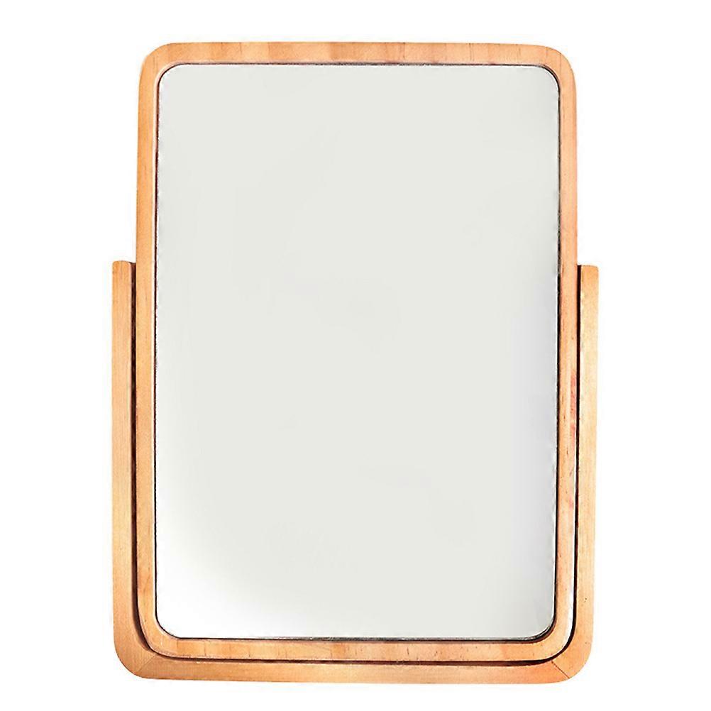 Wooden Vanity Mirror for Home Use and Durable Light Brown 7 Inch Portable