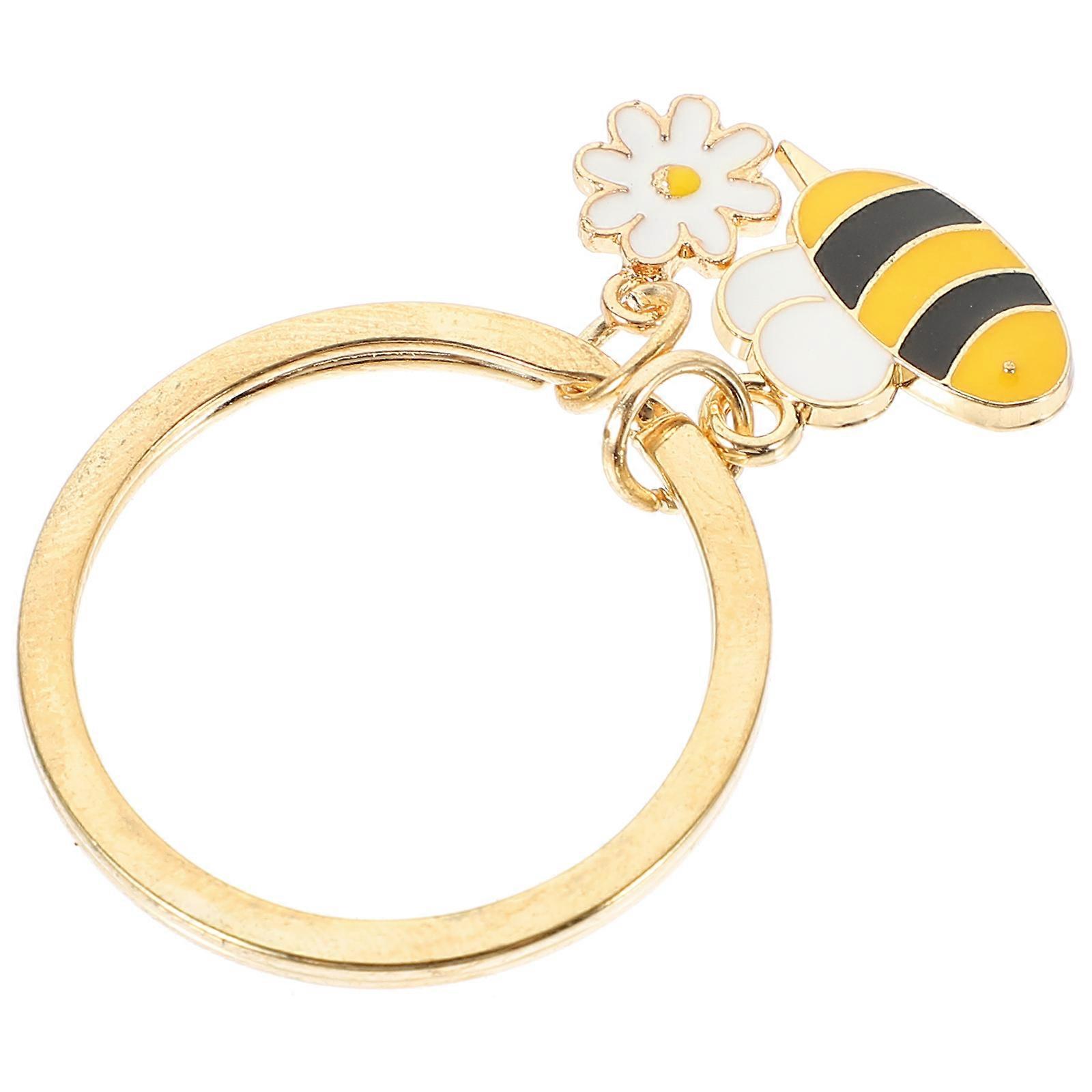 Bee Keychain Bee Key Ring Daily Use Multi-Colored 4.5x3cm Decorative 5Pcs