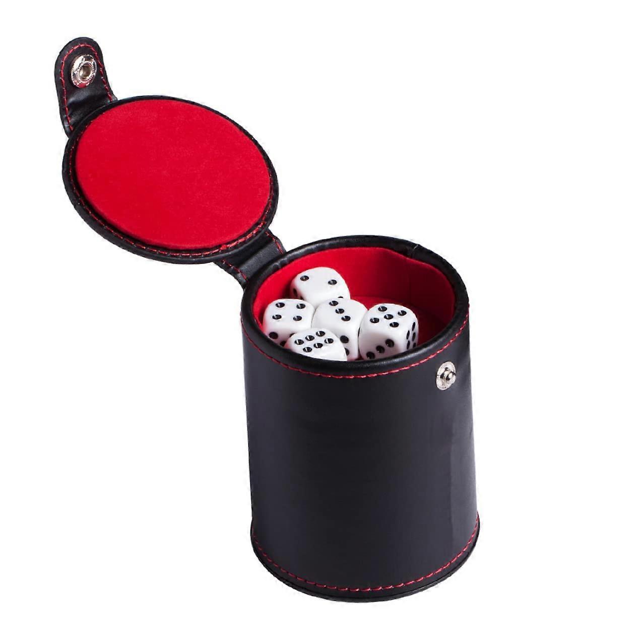 Dice Cup Set with Padded Storage Cube, Small Vintage Felt Lined Dice Cup, PU Cube Bag for Stacking Dice