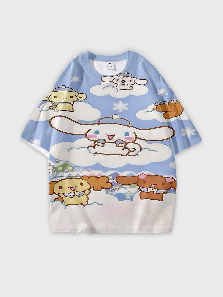 T-shirt round neck Cartoon Pattern loose short sleeve E2478