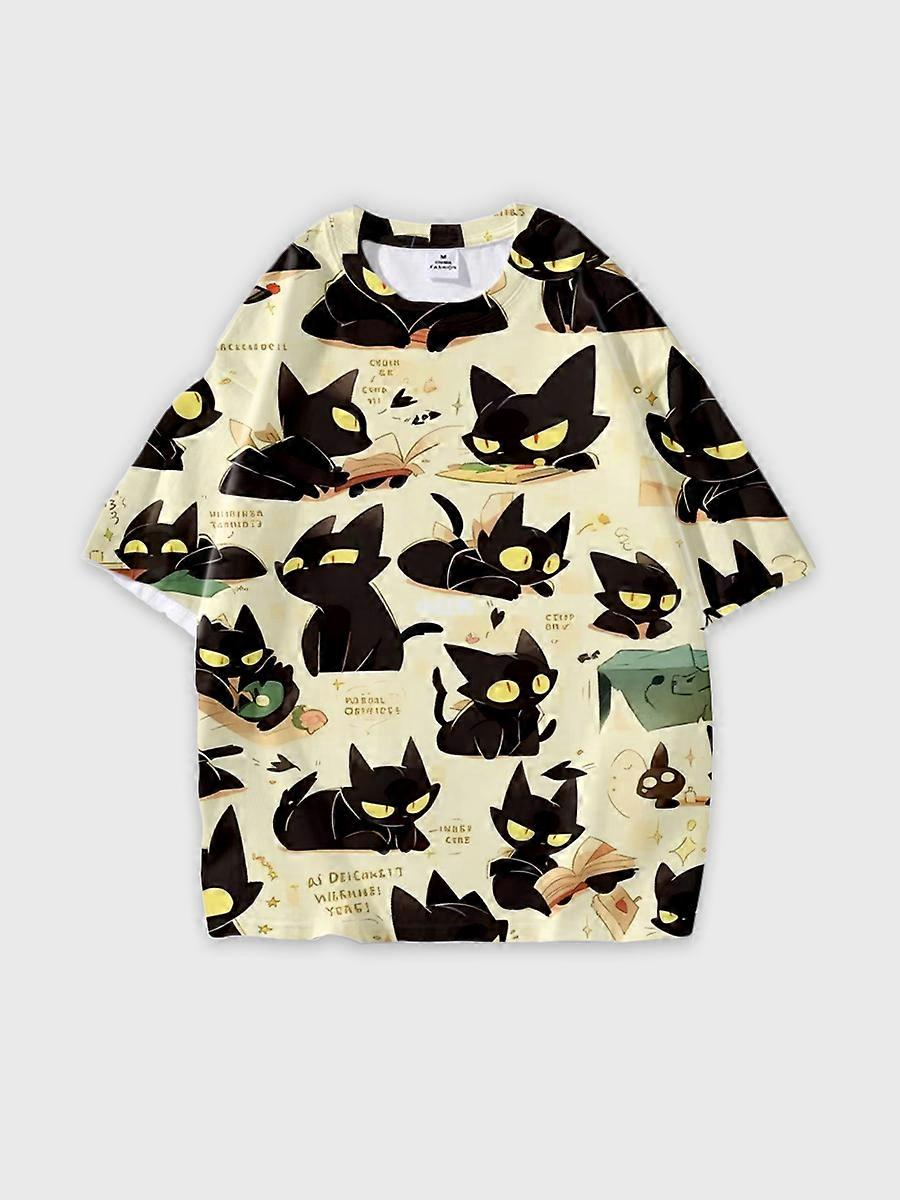 T-shirt round neck Pattern loose short sleeve B1920