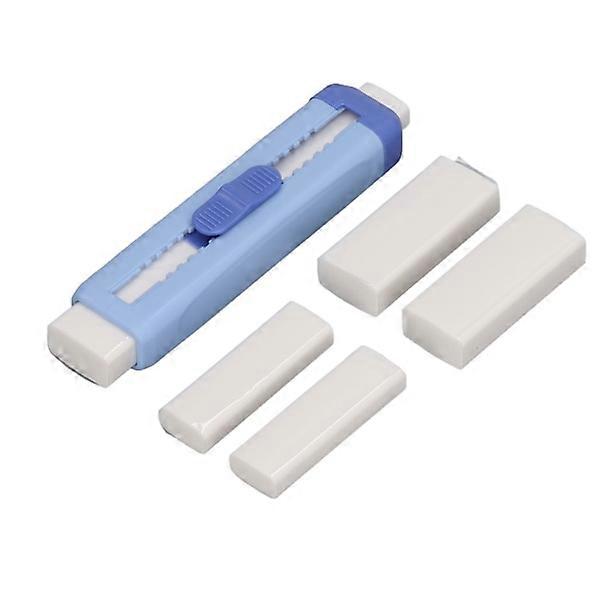 Push Pull Eraser Double-sided Portable ABS Shell Sliding Retractable Eraser School Supplies for Students Blue