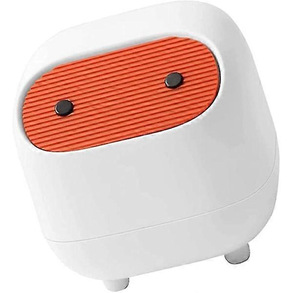 Desktop Trash Can Bedroom Bin Animal Cartoon Trash Can Print Type Desktop Table with Lid White