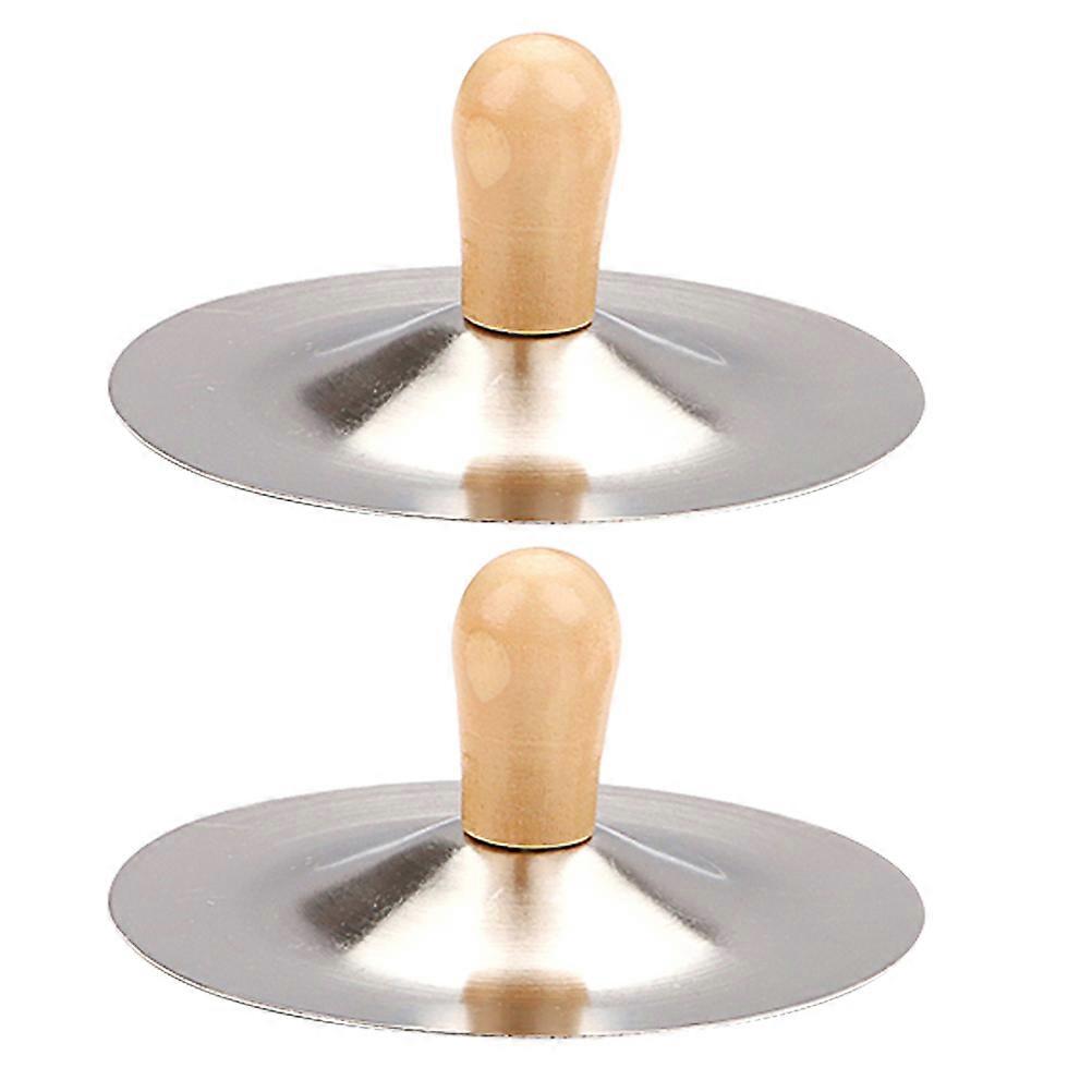 2pcs Finger Cymbals with Wooden Handles – Lightweight Handheld Percussion Zills for Music Practice & Performance