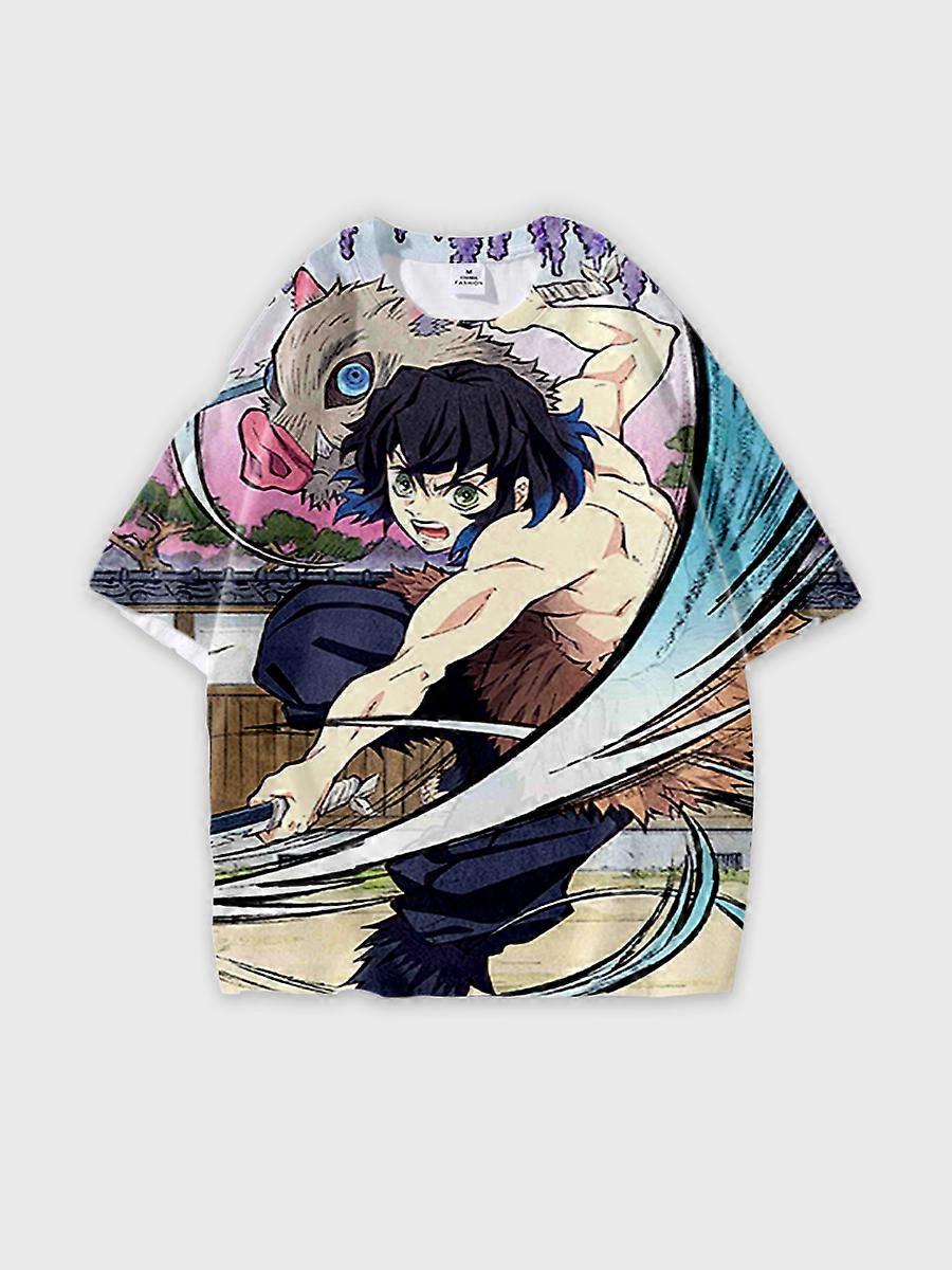 T-shirt round neck Character Pattern loose short sleeve P59