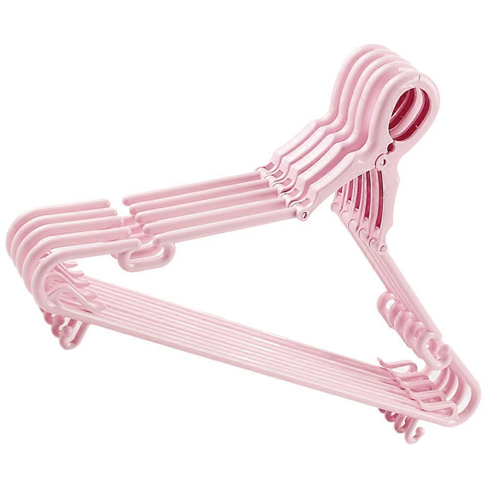 Pink Windproof Clothes Hangers with Clamps for Home Use Made of Plastic 5 Pieces