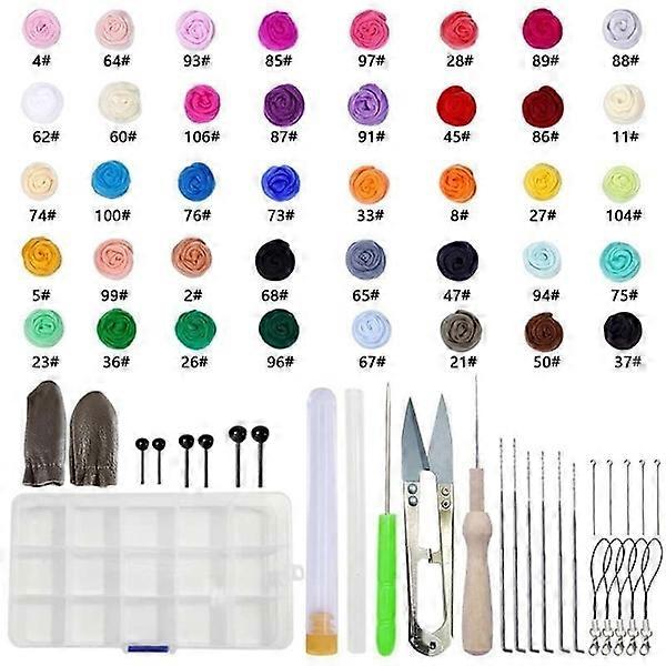 Needle Felting Kit, Wool Roving 40 Colors Set – Start Your Creative Journey multicolor