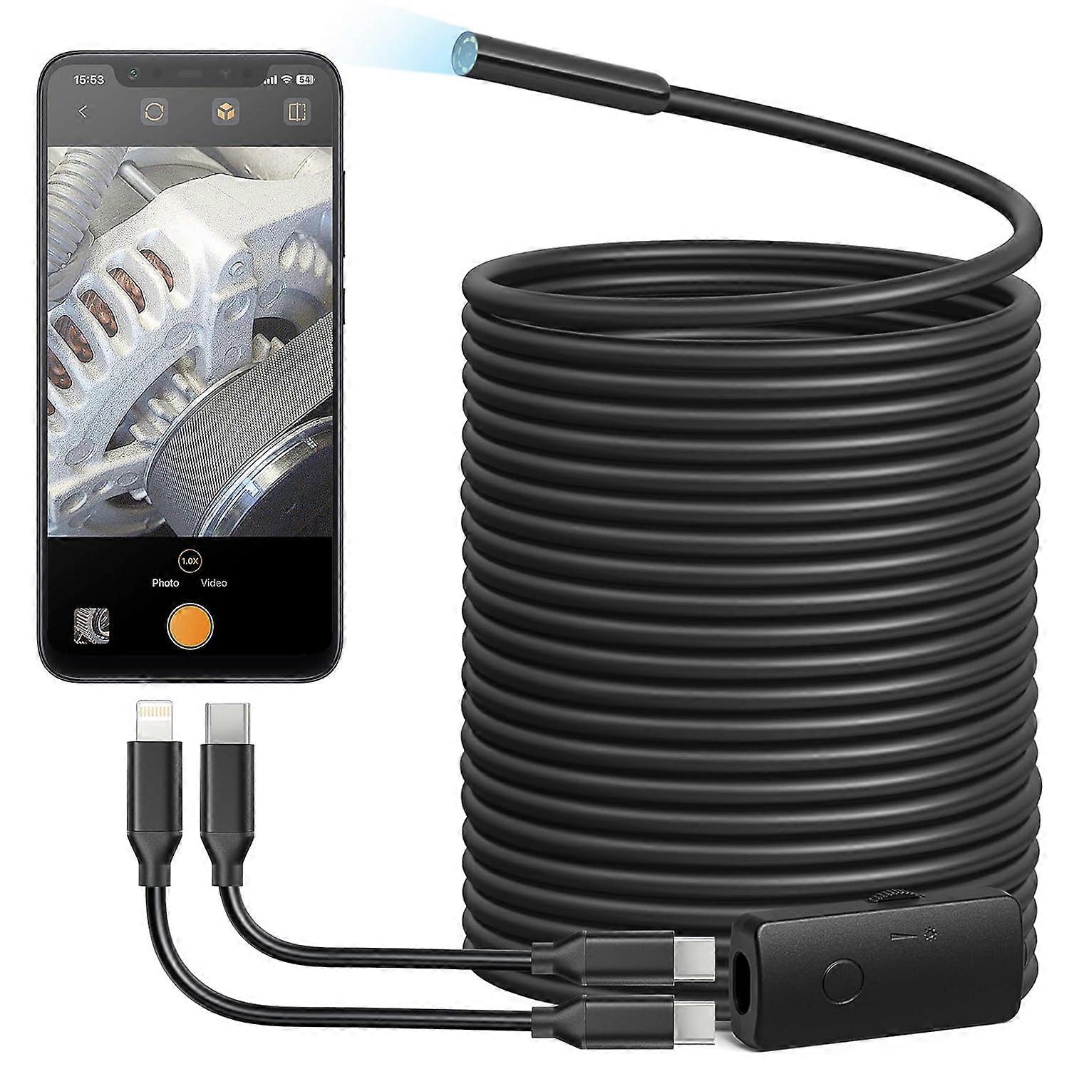USB Endoscope Camera with 8 Adjustable LED Lights,