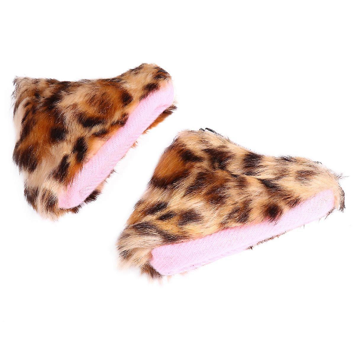 Lovely Cat Ear Plush Hair Clip for Cute Party Headdress – Durable Design, Leopard Print Style, Fun Cosplay Hair Accessory
