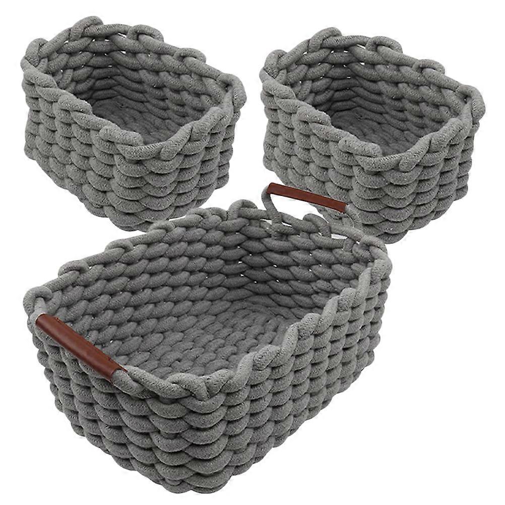 Cotton Rope Baskets for Organizing Woven Storage Solution for Home Users in Grey 1 Set with Versatile Functionality