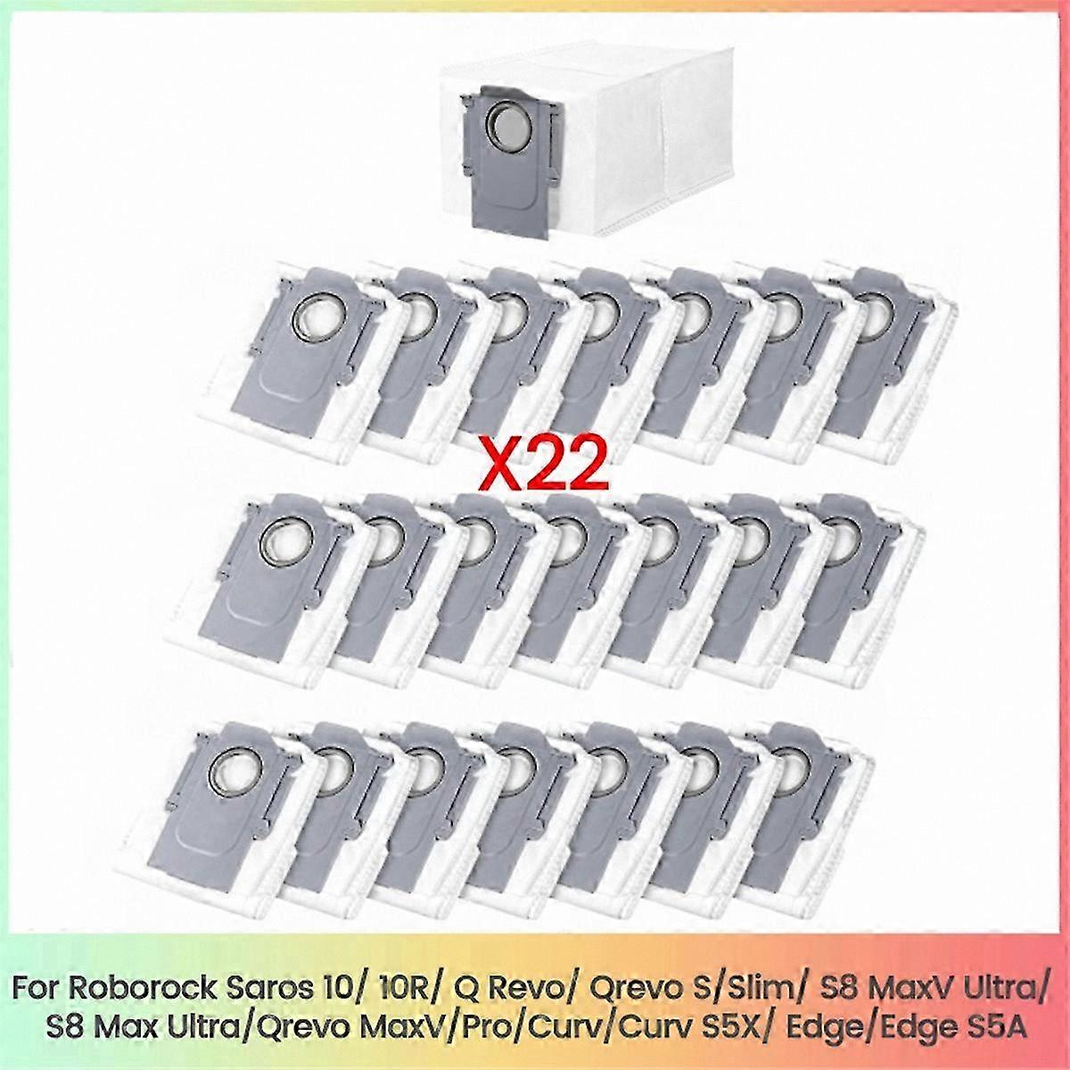 22-Pack Replacement Dust Bags for Roborock Vacuum Models-Compatible with Saros 10/10R, Q Revo, Qrevo S/Slim Series