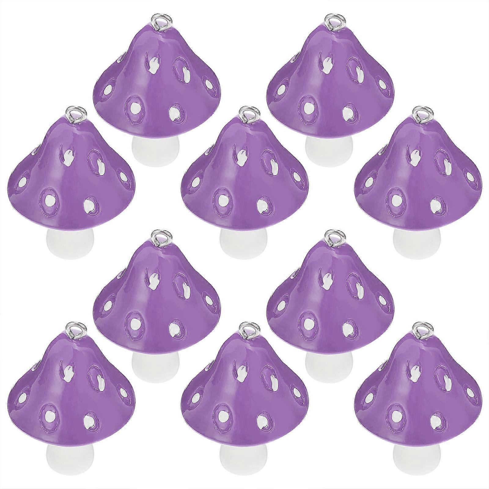 Purple Resin Mushroom Charms for Jewelry Making DIY Crafts Perfect for Pendants and Bracelets 10pcs