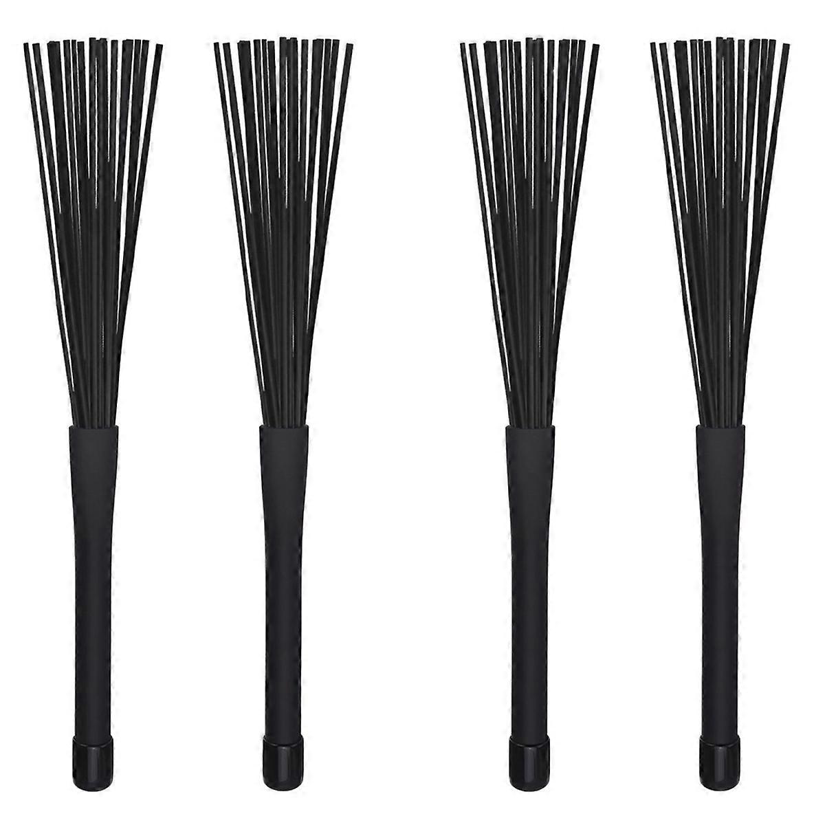 2 Pair Jazz Drum Brushes Retractable Drum Sticks 32 cm Black