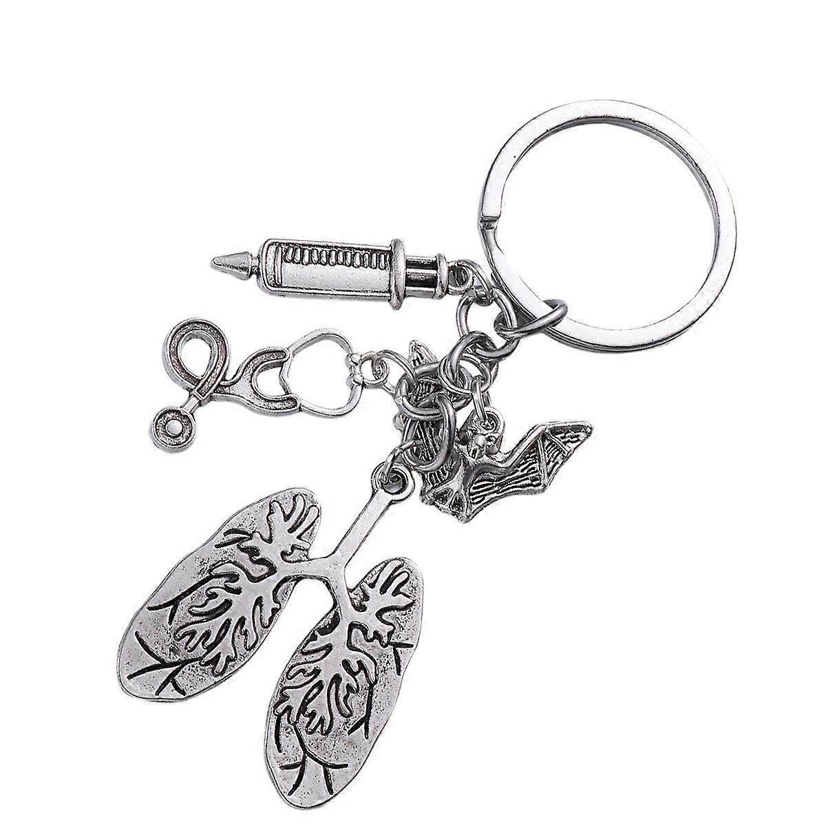 Creative Silver Key Holder Leaves Lungs Pendant for Hanging Keys