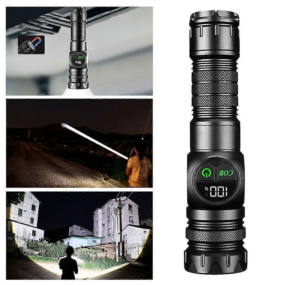 Rechargeable COB LED Flashlight - Magnetic, Zoomable, Waterproof Torch with Phone Charger, Compact LED Torch