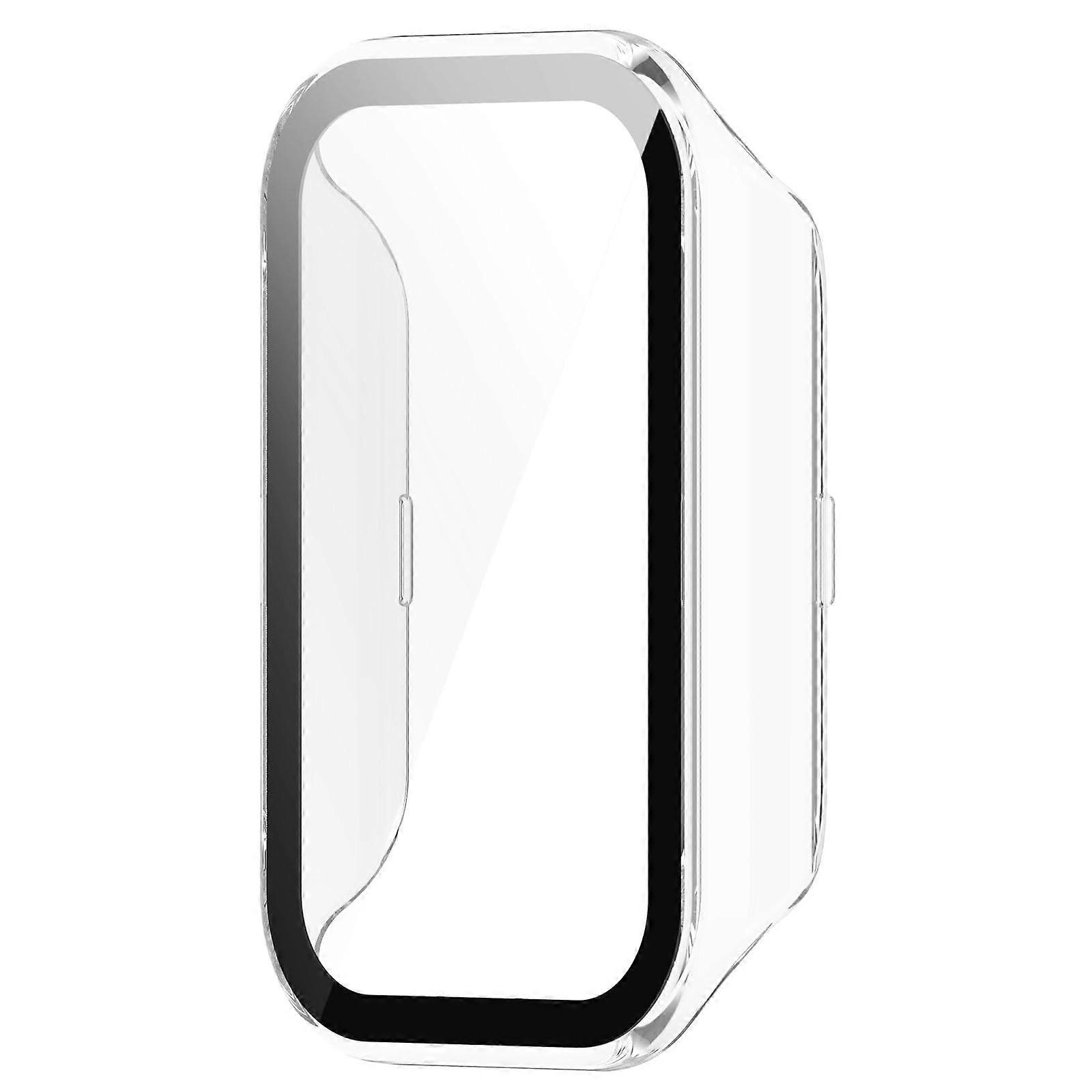 PC Case with Tempered Glass and Scratch-Resistant Cover for Band 8 Active Band 2, Shockproof Hollow Watch Protector, Clear Design