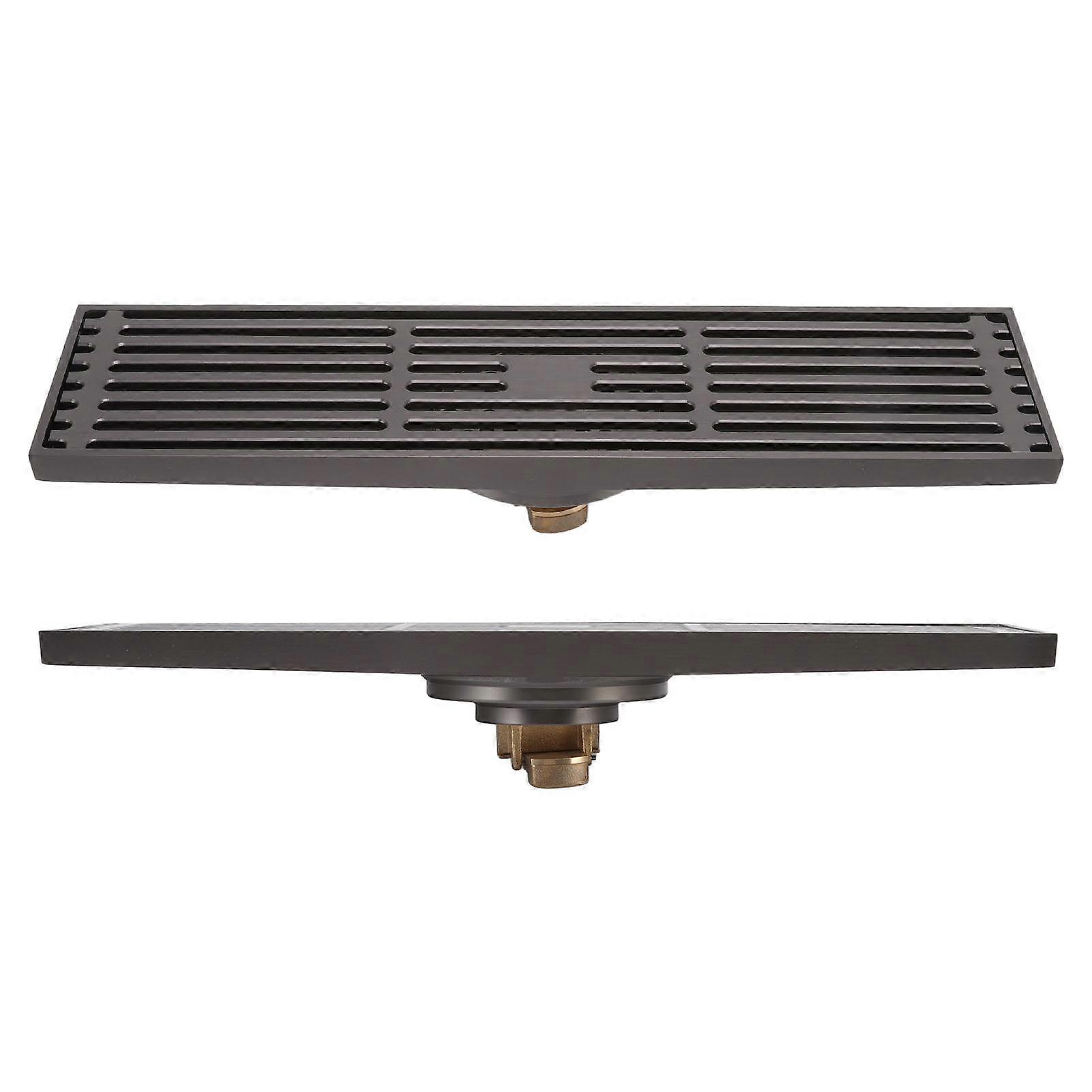 Rectangular Floor Drain 30x8.5cm Copper Stainless Steel Gray