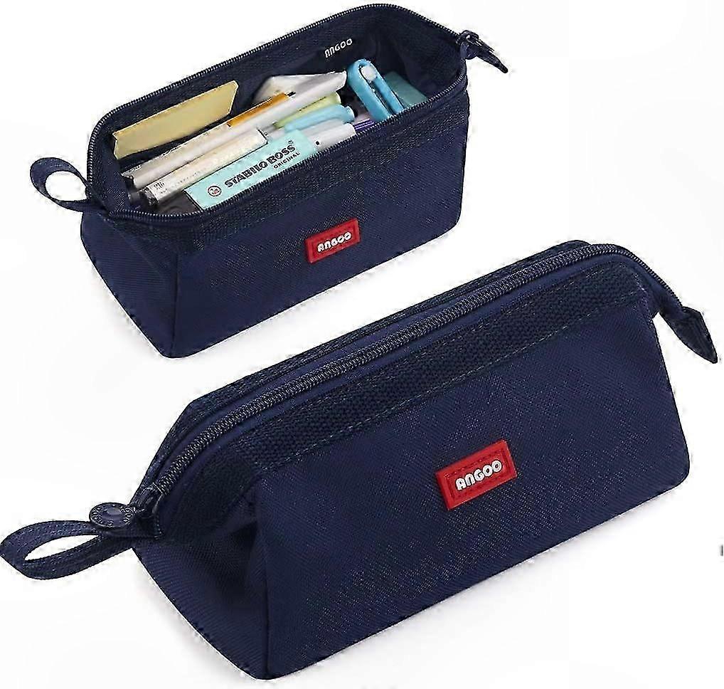 Large Capacity Pencil Case for School and Office Use (Navy)