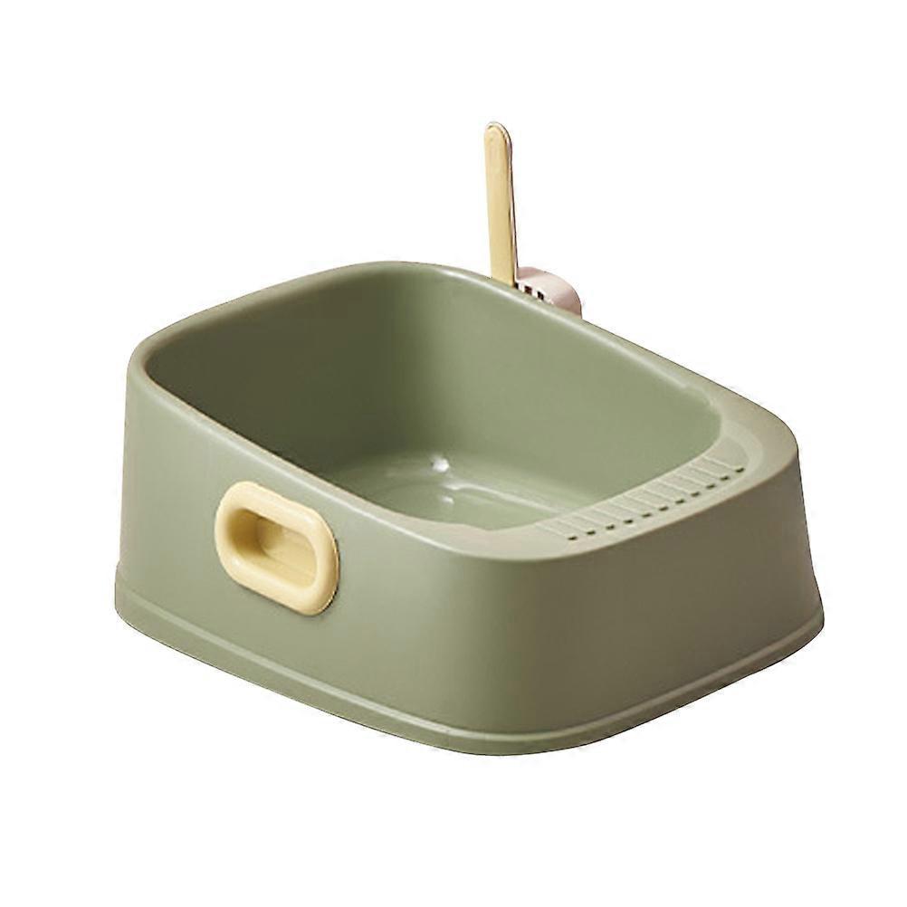 Pet Toiletries Semi-Enclosed Cat Toilet For Kittens And Pet Cats Green Color With Simple Design 1 Set