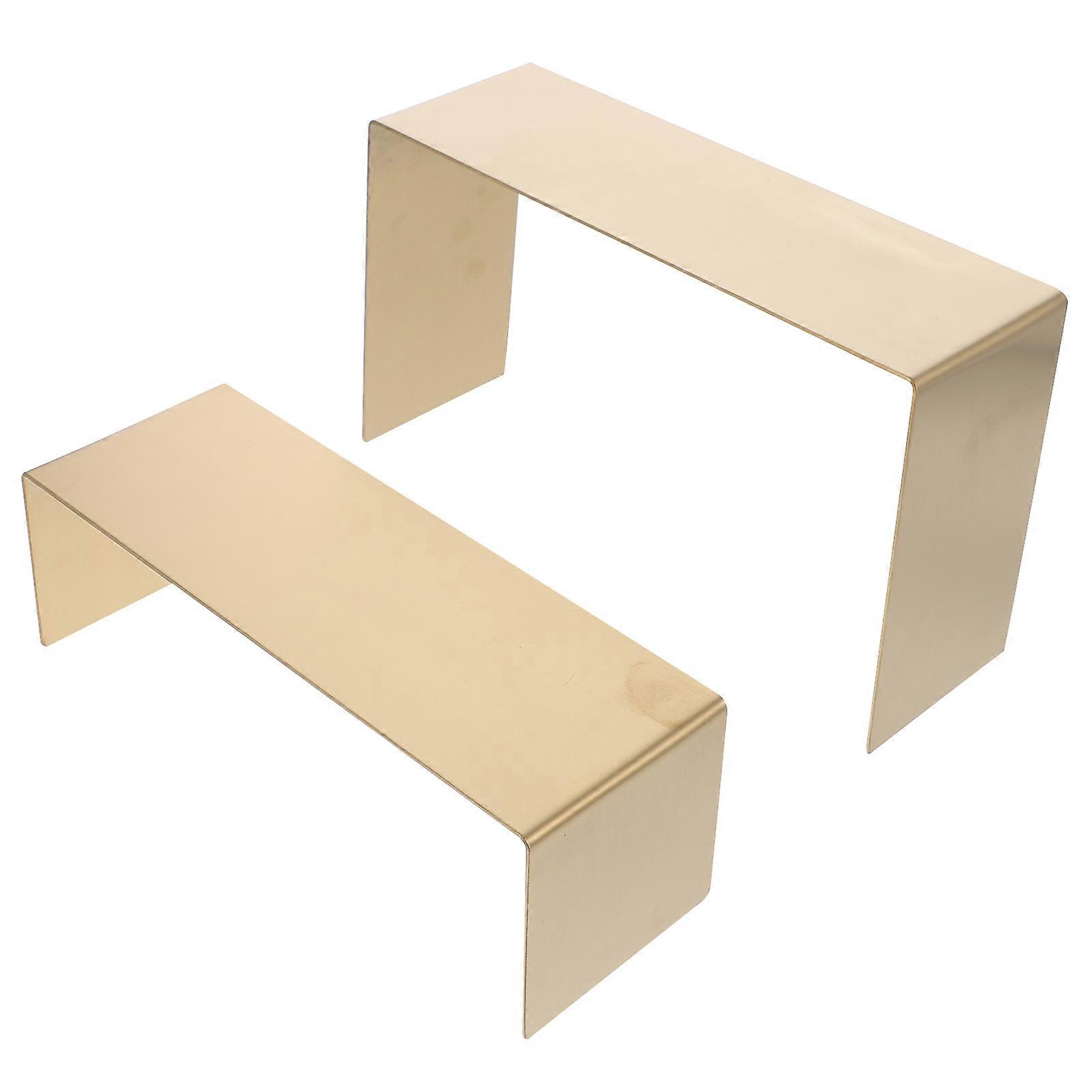Shopping Mall Shoe Stand for Display Stainless Steel Holder Retail Environment Golden Color 2Pcs