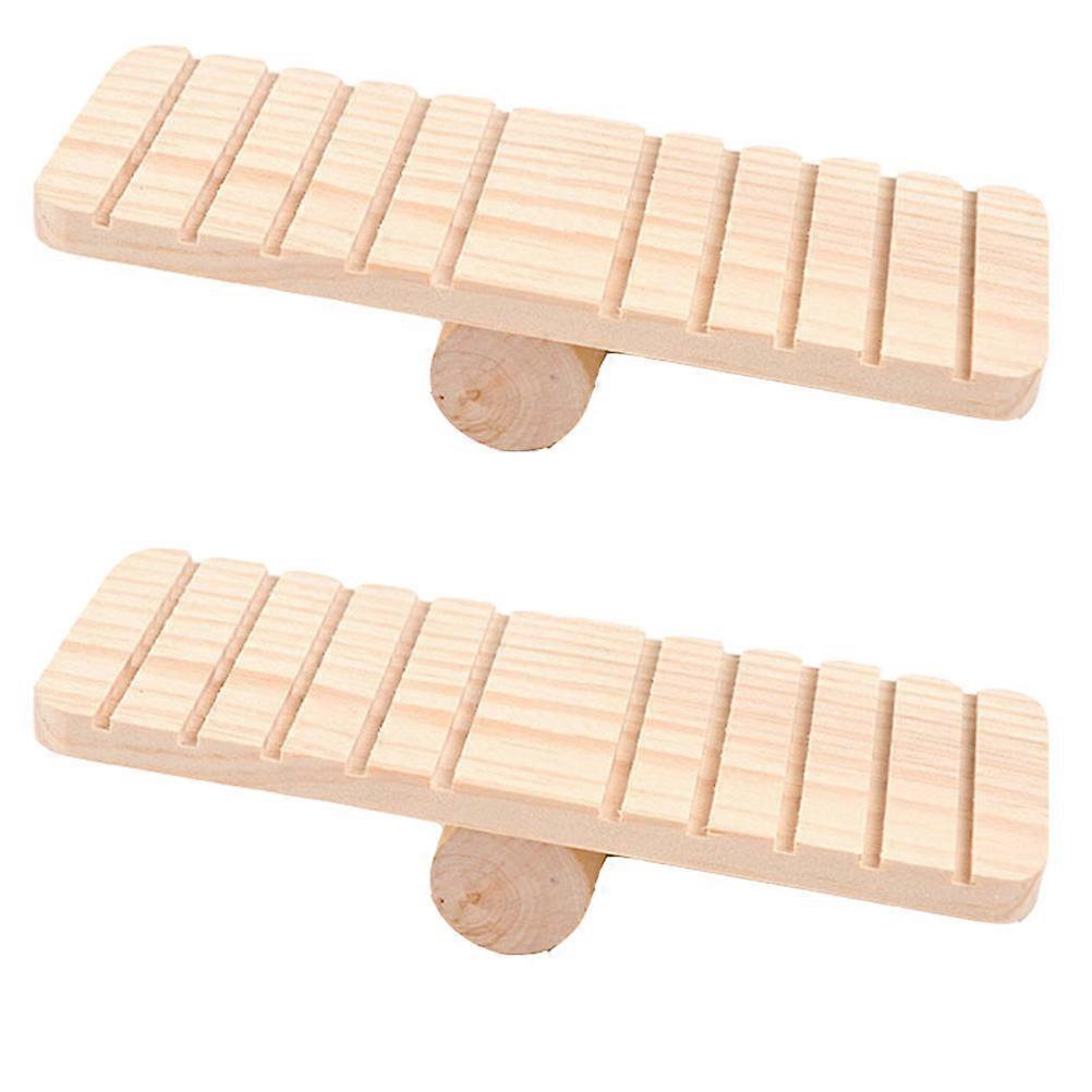 Hamster Toy Durable Safe Composite Material Beige Color Ideal for Small Pets with Seesaw Design 2pcs