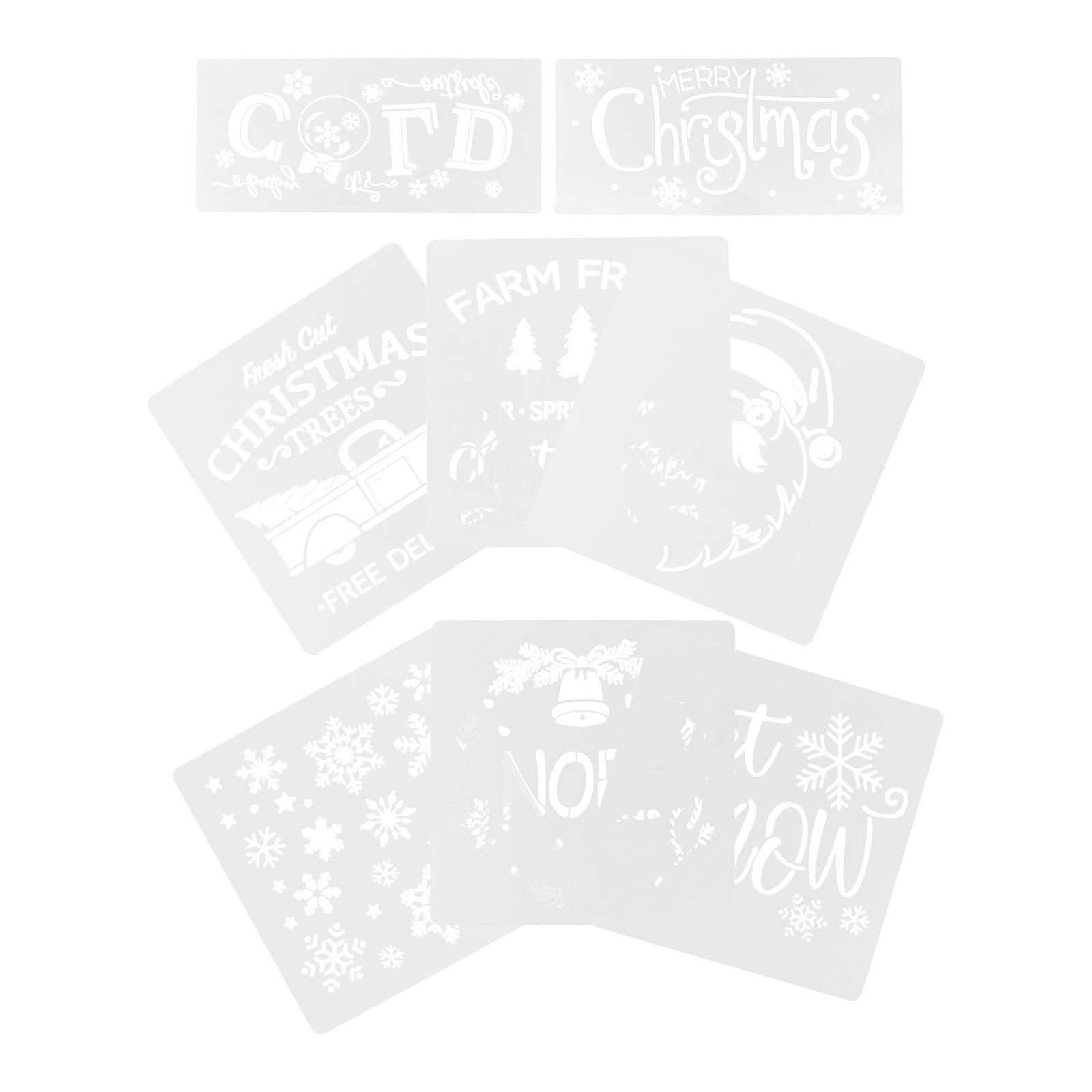 Reusable Stencil Crafts 8 Sheets Christmas Stencils Ideal For Home Decoration 30X14Cm Creative Patterns